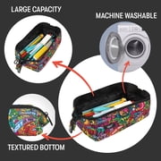 ZIPIT: Lenny Pencil Case - Doodles - Large Storage Capacity Zipper Pouch, Makeup-Stationery Bag, School-Travel, Washable Polyester, Kids-Teens-Adults