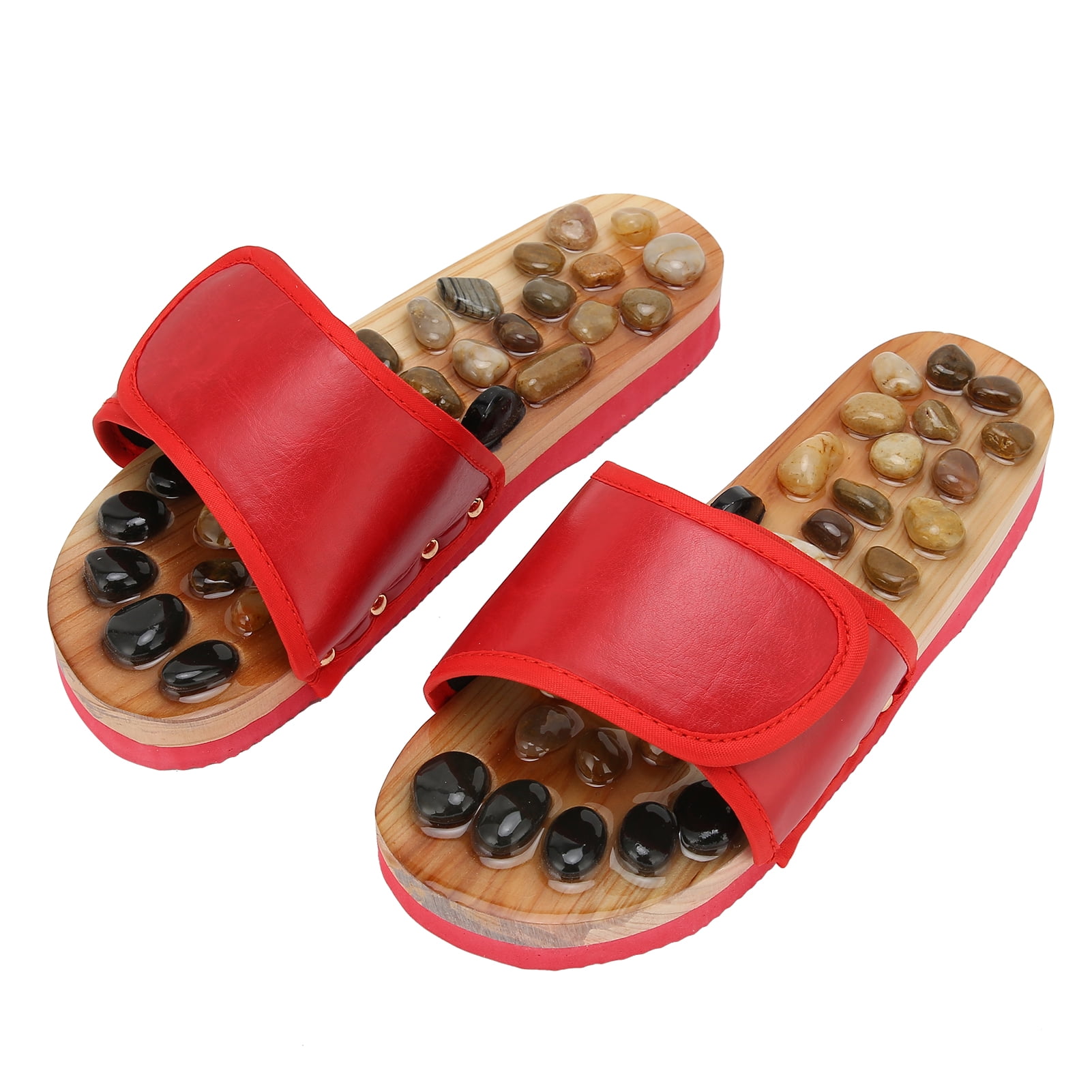 BOKYAN Acupressure Foot Massager Sandals Reflexology Therapy Slippers Red Size 37-38 (10.24 in / 26 cm) for Muscle Tension Relief