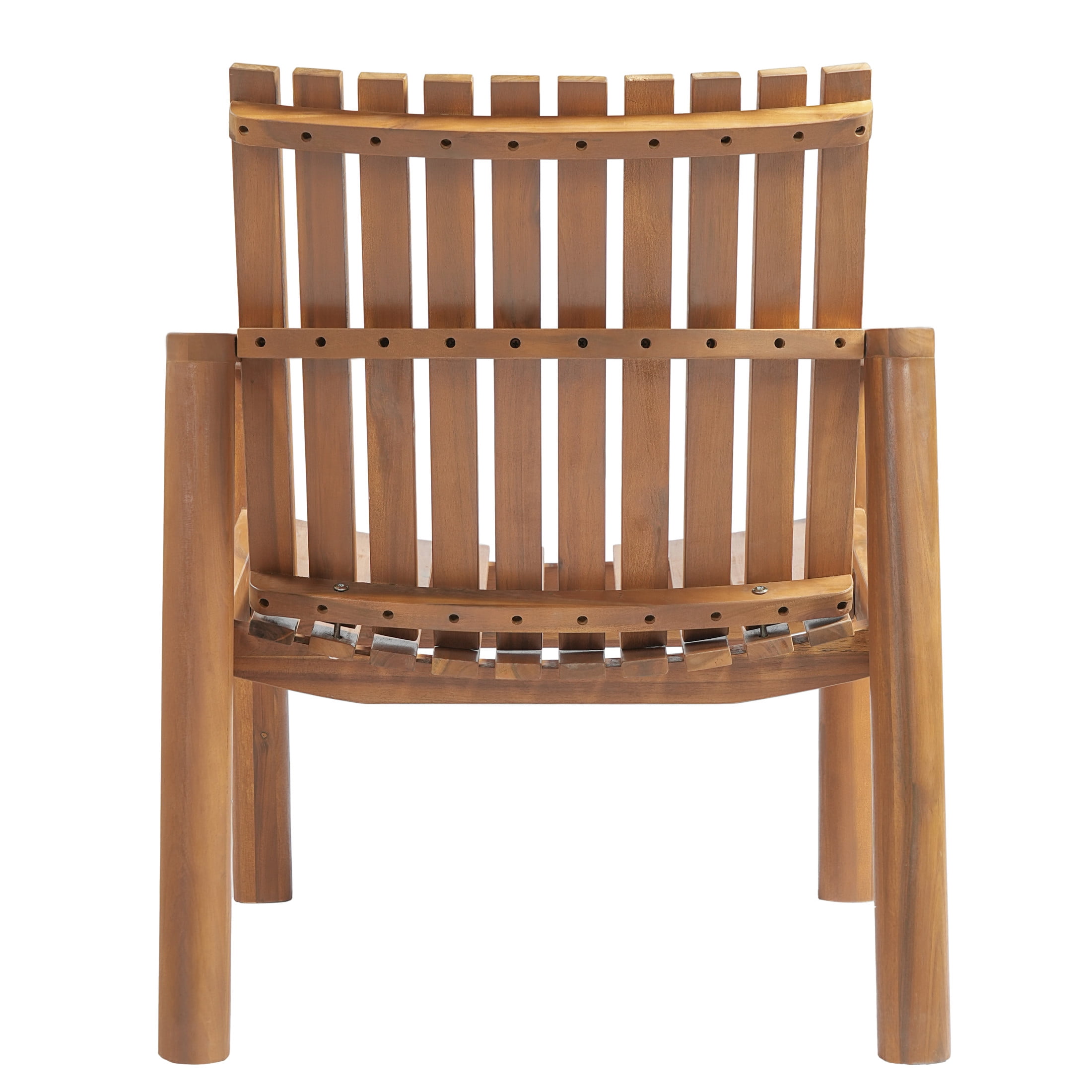 Christopher Knight Home Outdoor Acacia Wood Lounge Armchair with Slatted Back Curved Seat, Brown, Set of 2
