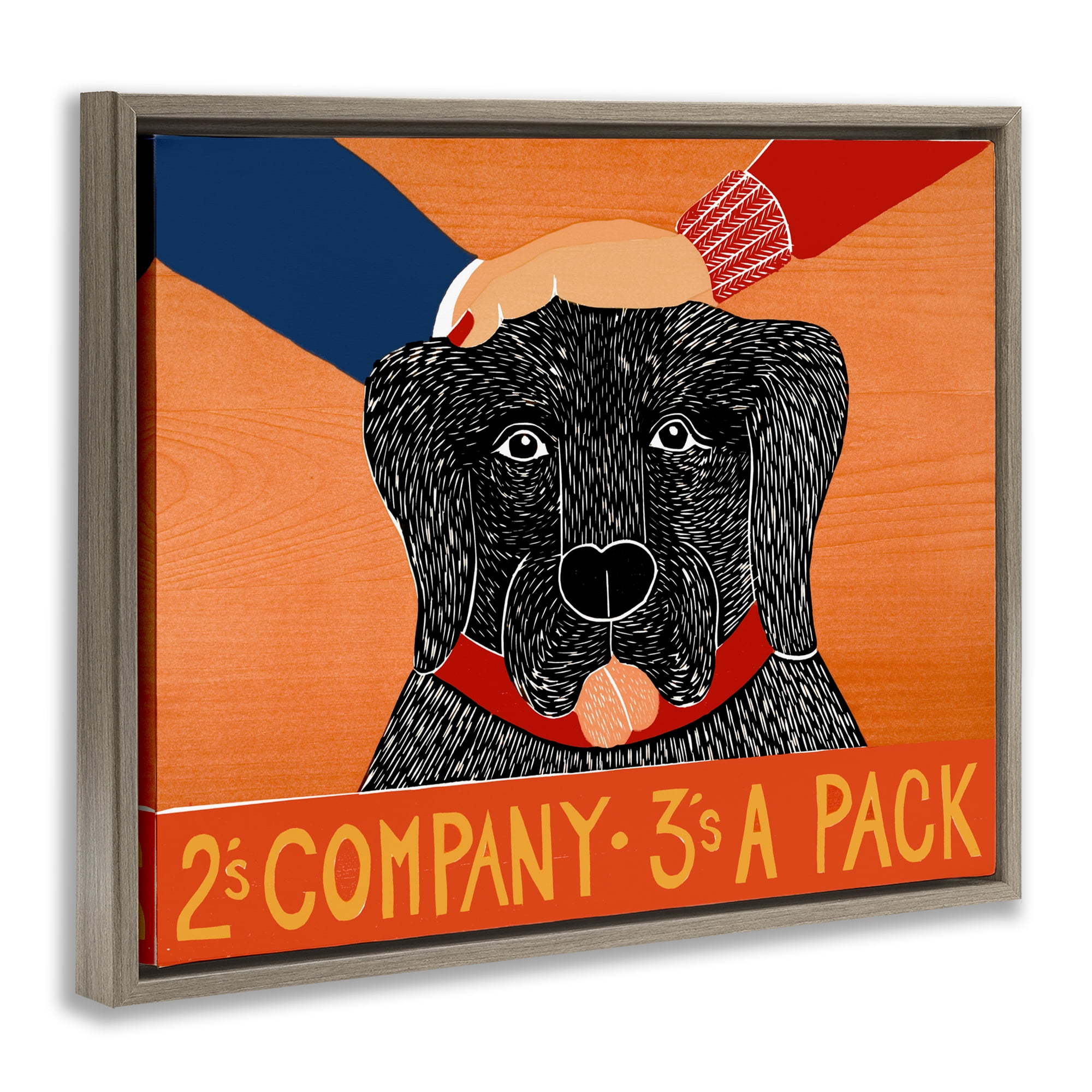 2's Company Dog Brown Framed Floater Canvas Wall Art, design by Stephen Huneck