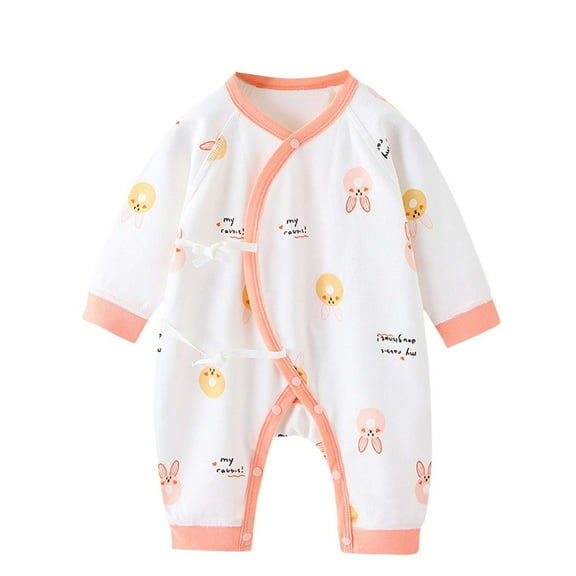WRKEKC Infant Wrap-Front Romper Print Contrast Tie Closure Thickened Warm Snug Comfortable Fitting Fall Winter Jumpsuit for Boys and Girls 0-9 Months
