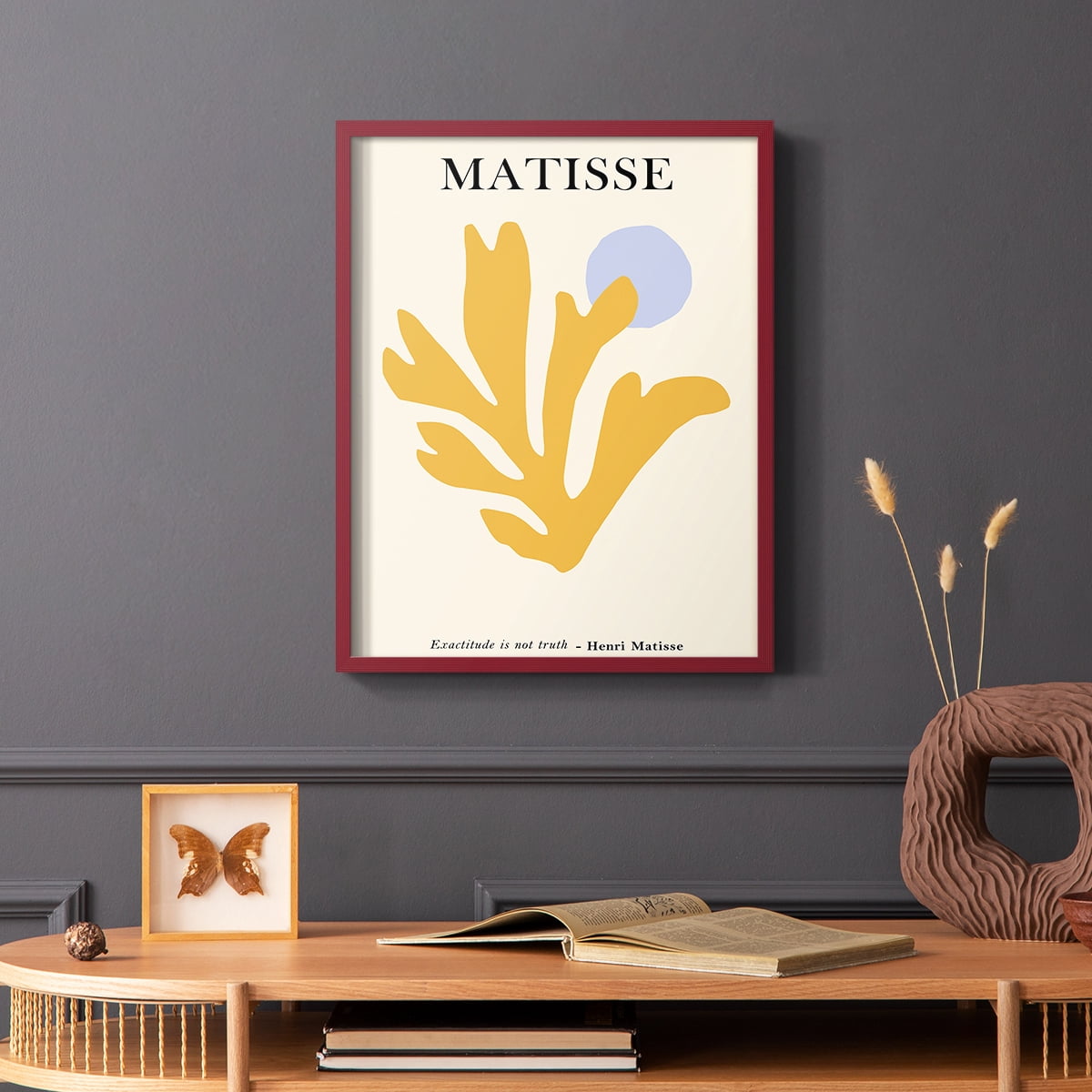 Matisse CDLXXXVI in Red Solid Wood Framed Print No Nail Hanging