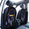 thumbnail image 3 of Pofeuu Dreamcatcher With Colorful Feathers Print 2 Pack PU Leather Kick Mat Back Seat Protector, Universal Car Seat Back Organizer, Waterproof Backseat Protector For Most Car, 3 of 8