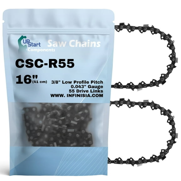 2-Pack 16-Inch Chainsaw Chain Replacement for Stihl MS 193 C-E - R55 (16", 3/8", .043", 55 Drive Links)