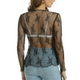 thumbnail image 5 of Luxalzxs See Through Tops for Women Long Sleeve Mock Neck Sexy Lace Floral Embroidery Undershirts Mesh Sheer Layering Tops Party Clubwear, 5 of 5