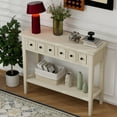 thumbnail image 3 of Furvclv Rustic Console Table, Narrow Long Sofa Table With Drawers, Farmhouse Wood Accent Tables With Open Storage Shelf For Living Room, Hallway, Foyer, 3 of 9