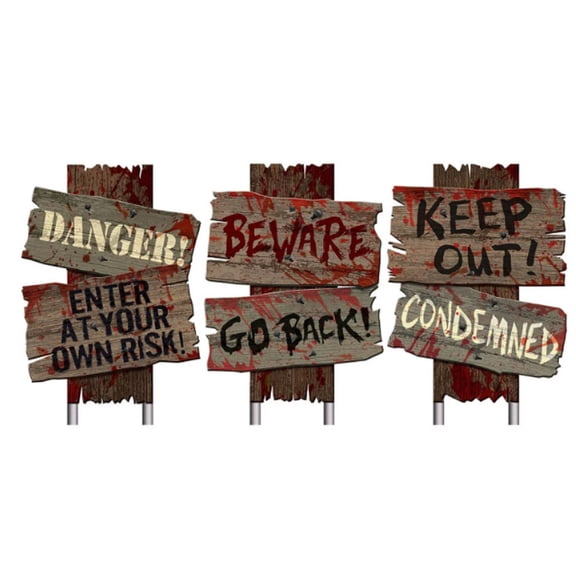ABODELINE 3PCS Halloween Yard Decorations Outdoor Keep Out Warning Halloween Sign Stakes Graves Lawn Bush Decorations Props Outdoor Decor for Haunted House Holiday Party Supplies