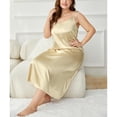 thumbnail image 2 of MSJUHEG Pajama Sets For Women 2 Piece Pj Sets For Woman Womens Pajamas Silk Pajamas For Women Solid Color Leisure Polyester Spandex 1 Nightgown Sleepwear Sets Scoop Neck Sleeveless Beige Xxl, 2 of 9