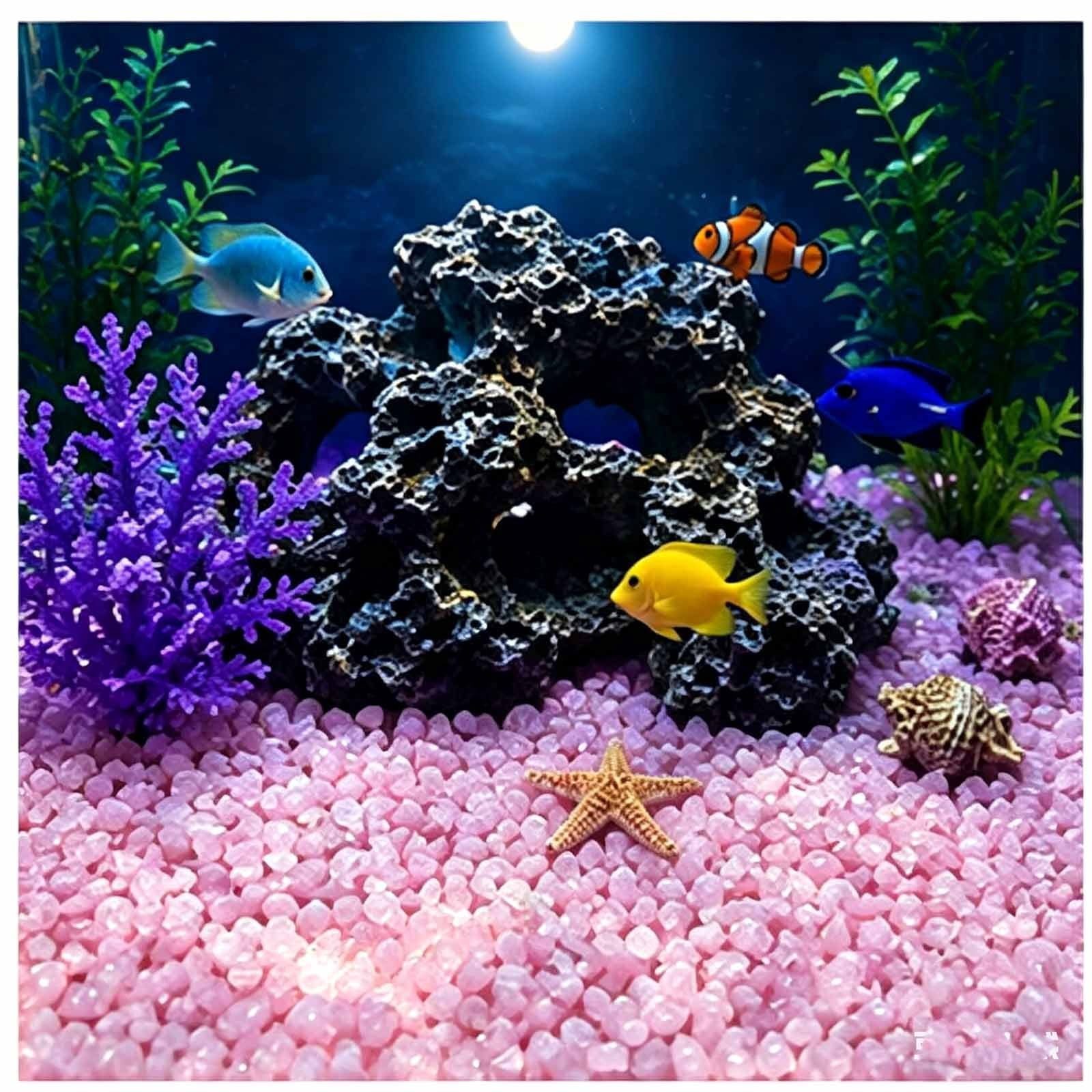 Roiihwy Small Aquarium Gravel Sand, Decorative Fish Tank Gravel, Glow in The Dark Rocks for Vase Fillers, Terrarium, Fairy Garden, Potted Plants