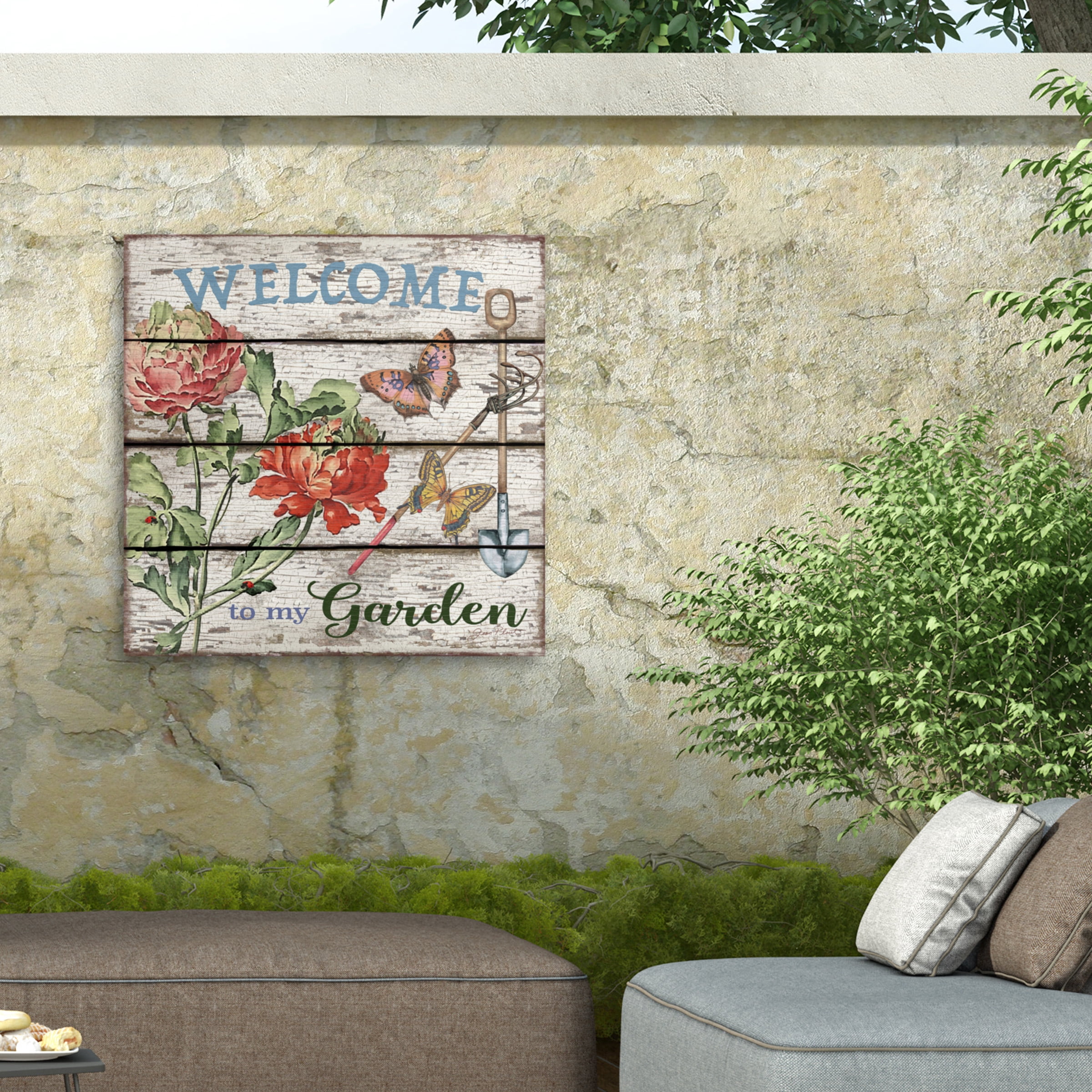 Jean Plout 'Country Garden' Outdoor Canvas 14x14