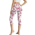 thumbnail image 2 of HELLHERO Butterfly Floral Printed Capri Leggings for Women High Waisted Yoga Pants Athletic Workout Leggings with Pockets, M, 2 of 7