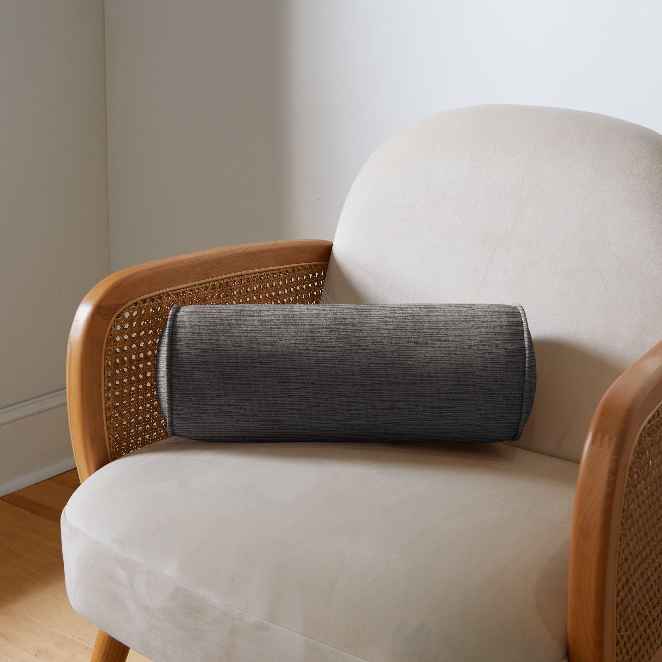 Sorra Home Velvet Steel Bolster Pillow 16 in x 6 in x 6 in