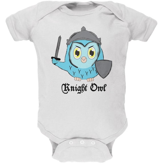 Knight Owl Night Funny Pun Soft Baby One Piece White 9-12 M