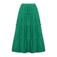 thumbnail image 7 of RUTAYY Fashionable Women Beach Vacation Layered Ruffle Hem Long Skirt Hollow Gathered Cake Skirt Solid Color Casual Travel Skirts, 7 of 7