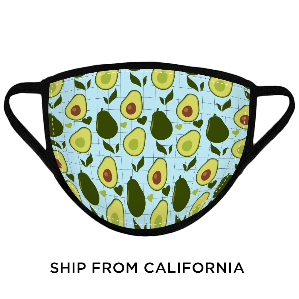 Reusable Face Mask Washable Cloth Face Masks 4 Layered Breathable Mouth and Nose Mask with Avocado Design Avocado Mask Avocado Face Mask Fruit Lovers Face Mask Avocado Lovers Gifts