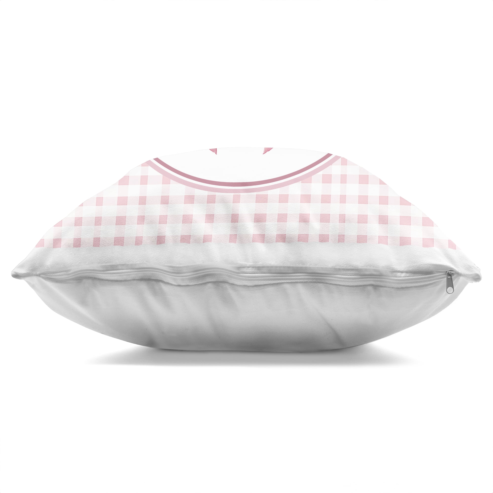 Stupell Industries Pink Bow with Circular Gingham Decorative Printed Throw Pillow, design by Christine Simpson Art, 18 x 7 x 18