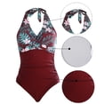 thumbnail image 3 of One Piece Swimsuit Front Strappy Cross Women's Swimwear Floral Print Bathing Suit Sexy Bikini Swimsuit, 3 of 5