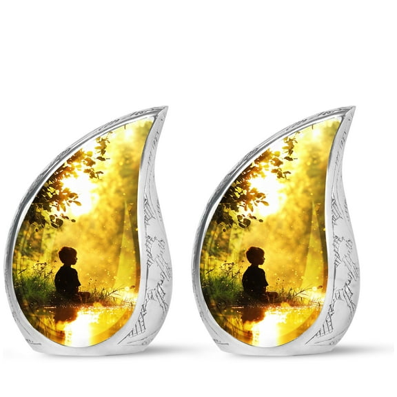 PARHUS Child Teardrop Cremation Keepsake Funeral Urn for Ashes, Mini Keepsake Urns for Human Ashes, Decorative Urn, Keepsakes Urns, Ash Urn, Urn for Ashes Adult Male & Female, 3 Inch, 2 Pcs