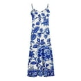 thumbnail image 3 of Women's Long Beach Dresses Spaghetti Straps Summer Sexy V Neck Camisole Maxi Dress - Vintage Floral Print A Line Flowy, 3 of 4