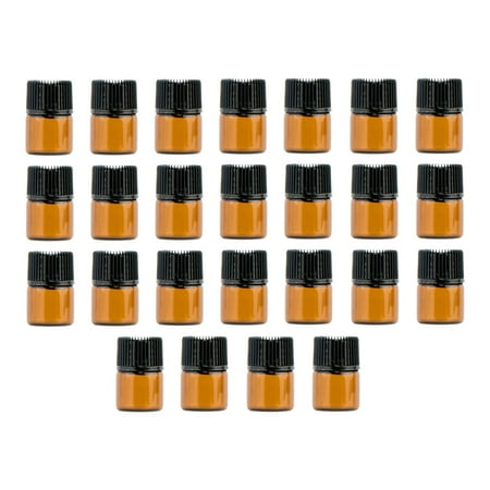25Pcs Empty Glass Bottles Mini Cosmetic Container Tubes Storage Container Leakproof, Jars Portable Reusable for Liquids Home Travel Body Oils , 1ml Conjoined plug