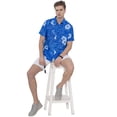 thumbnail image 6 of HAPPY BAY Men's Hawaiian Shirt Fashion Button Down Short Sleeves Holidays Aloha Party Casual Tops Summer Beaches Shirts for Men S Blue Floral, 6 of 6