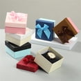 thumbnail image 3 of Bow Ribbon Gift Box Cardboard Watch Organizer Gold Dots Jewelry Packing Square Paper Case for Necklace Ring Earring Festive Pink, 3 of 6