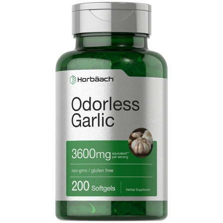 Odorless Garlic | 3600 mg | 200 Softgels | Potent Garlic Extract | by Horbaach