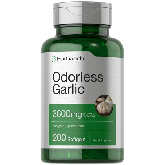 Odorless Garlic | 3600 mg | 200 Softgels | Potent Garlic Extract | by Horbaach