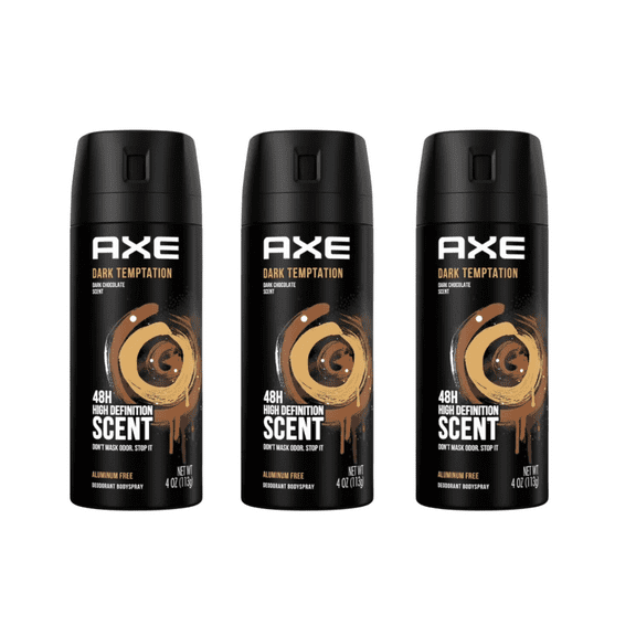 AXE Dark Temptation Men's Body Spray Deodorant Aluminum-Free, 4.0 oz