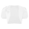 thumbnail image 3 of Alvivi Kids Flower Girl Shrug Bolero Cape Dress Cover Up Short Puff Sleeve Open Front Cardigan Coats White 4, 3 of 7