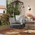 thumbnail image 2 of Outdoor Porch Swing Chair Hanging Basket, Hanging Chair with UV Resistant Cushion, Olefin Fabric for Patio Porch, Balcony (Gray), 2 of 10