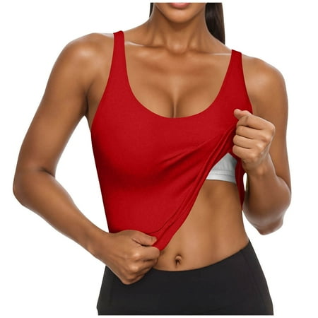 Sports Bras for Women Padded Medium Support Workout Crop Tops Built in Shelf Bra Wireless Gym Yoga Tank Top