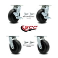 thumbnail image 2 of 6 Inch Polyolefin Caster Set with Ball Bearings 4 Swivel Lock 2 Brake SCC, 2 of 2