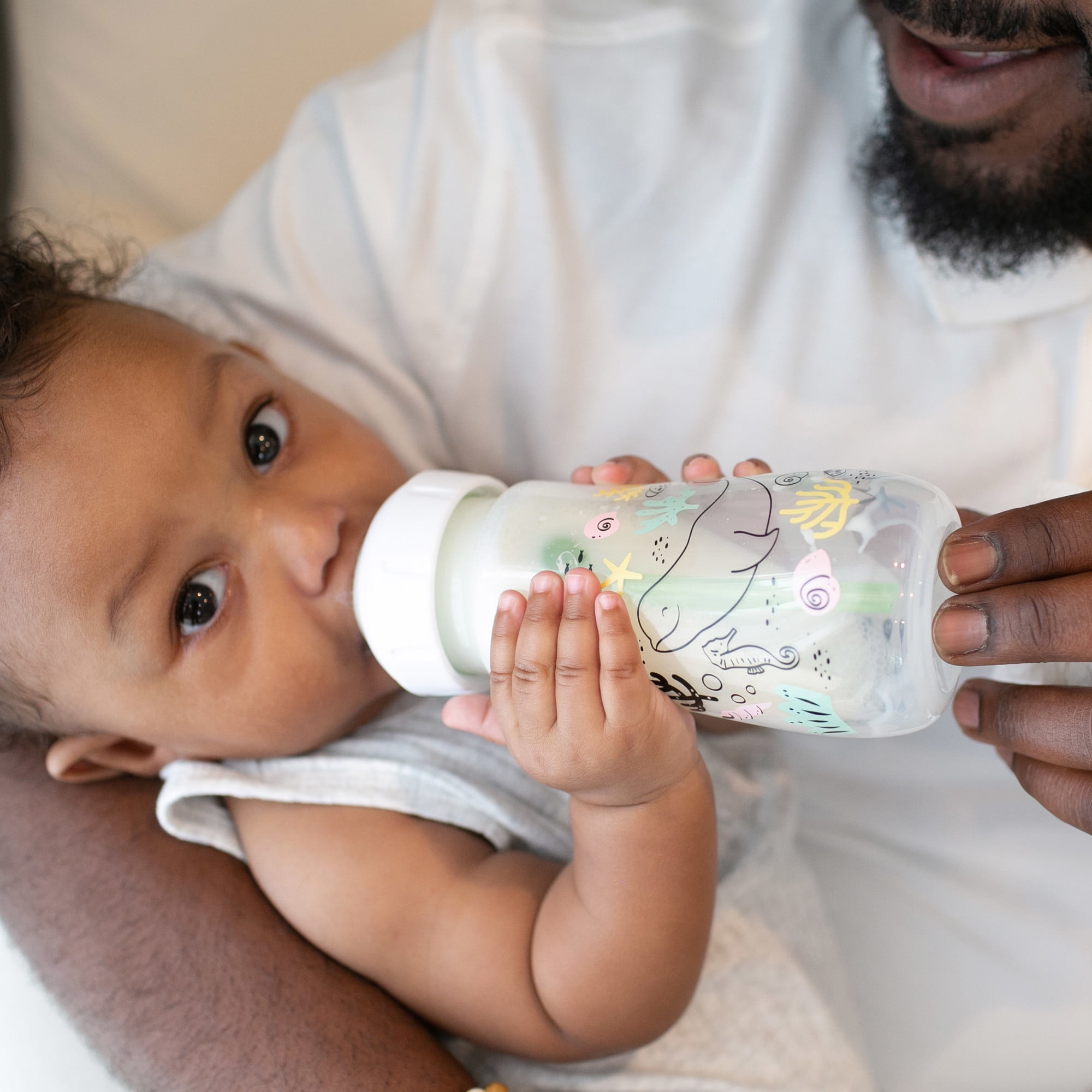 Dr. Brown's Natural Flow Anti-Colic Options+ Wide-Neck Baby Bottle, Ocean Decos, 9oz/270ml, Level 1 Slow Flow, 0m+, 2 Pack