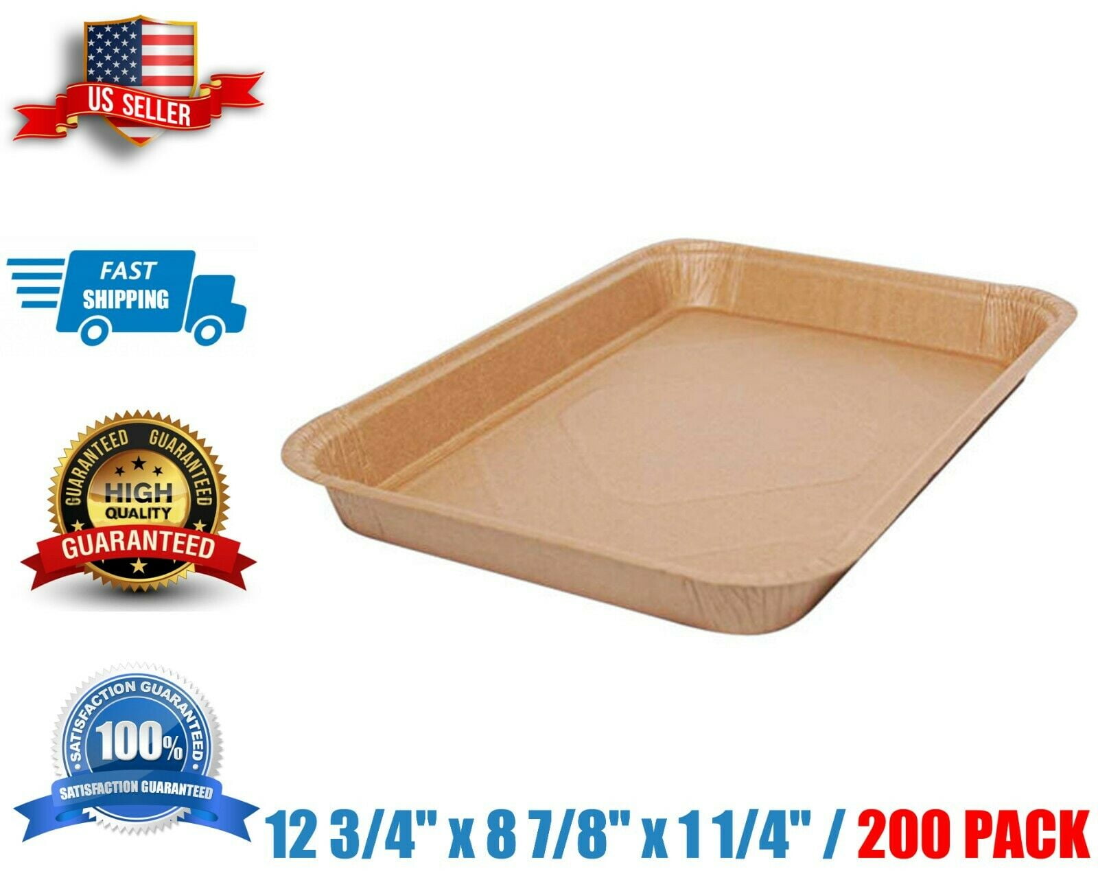 Paper Food Tray Eco 12 3/4" x 8 7/8" x 1 1/4" Disposable Kraft 200