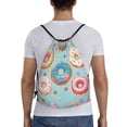 thumbnail image 2 of Kdxio Colorful Donut Print Drawstring Backpack Bag,Waterproof Draw String Back Sack, Gym Drawstring Bags Swim Bag For Unisex, 2 of 9