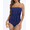 Navy, variant on Womens One Piece Bathing Suits Bandeau Swimsuits Ruffle Swimwear Monokini