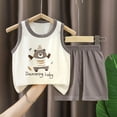 thumbnail image 2 of Staki Toddler Baby Boy Summer Outfit Sleeveless T Shirt Top Casual Shorts Set Infant Newborn Clothes 12M 18M 24M Grey,6-12 Months, 2 of 4