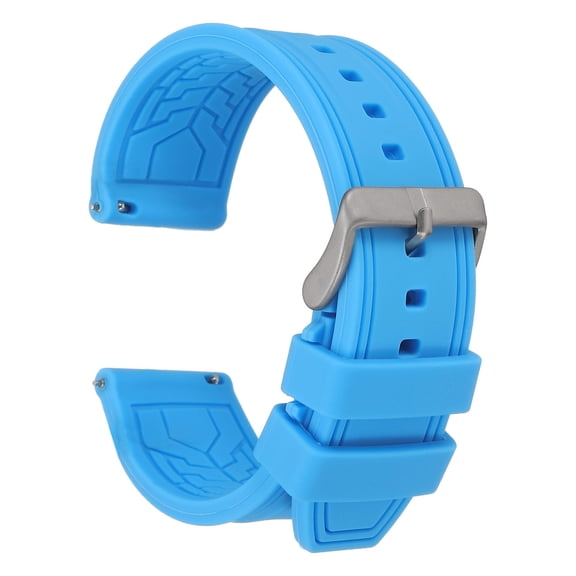 Uxcell Silicone Watch Bands 24mm Width Soft Quick Release Rubber Watch Bands for Men/Women, Light Blue
