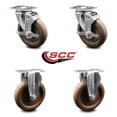 thumbnail image 2 of 5 Inch High Temp Glass Filled Nylon Top Plate Caster Set with 2 Brakes 2 Rigid, 2 of 2