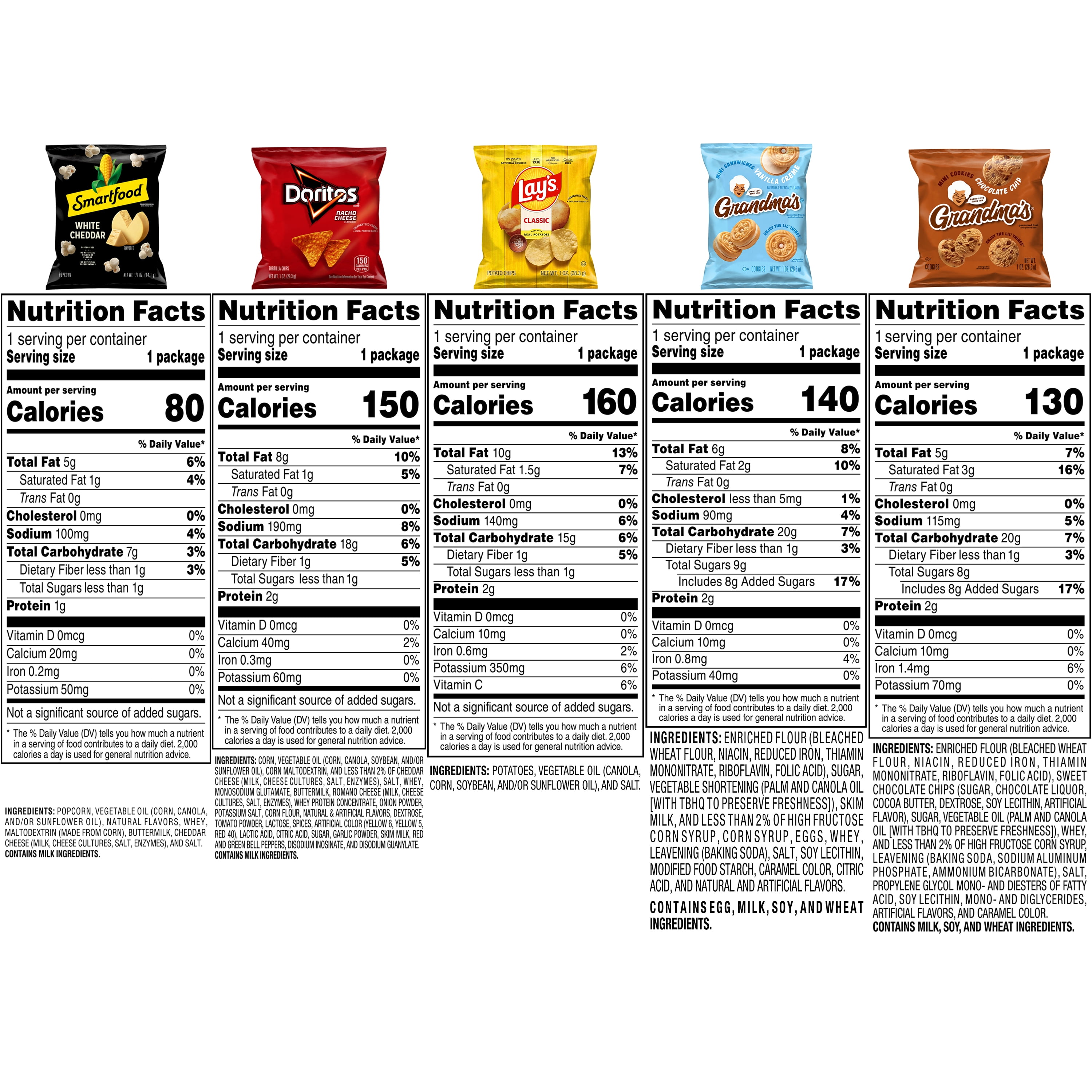 Frito-Lay Chips & Cookies, Smartfood, and Grandma's Snacks Variety Pack, 21 Count