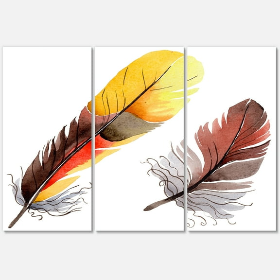 Designart ' Colourful Boho Art Feathers IV ' Bohemian & Eclectic Canvas Wall Art Print