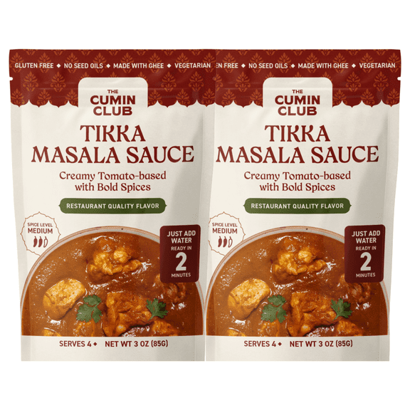 Cumin Club Tikka Masala Simmer Sauce - with Authentic Indian Spices -Fresh Ingredients Easy to Prepare, Perfect for Vegetables or Proteins - Ready To Eat Pack of 2
