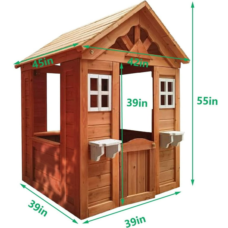 COCLUB Kids Outdoor Playhouse, Wooden Playset with Door, Windows - Main Image
