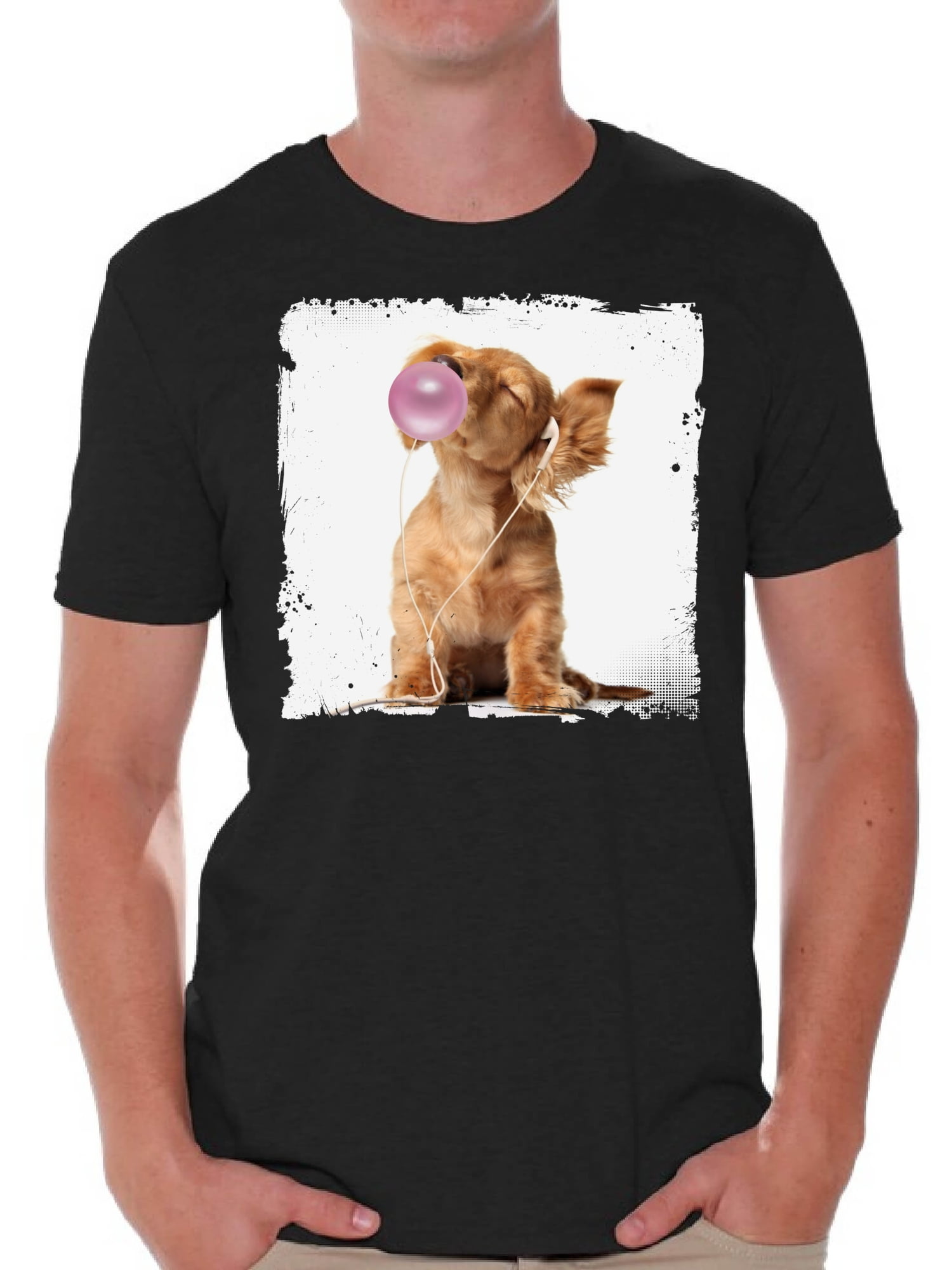 Awkward Styles Dog Tshirt Cute Puppy Shirt Funny Animal Gifts Puppy with Pink Gum T Shirt Dog Clothing Animal T-Shirt for Men Funny Animal Gifts DogT Shirt Cute Animal T