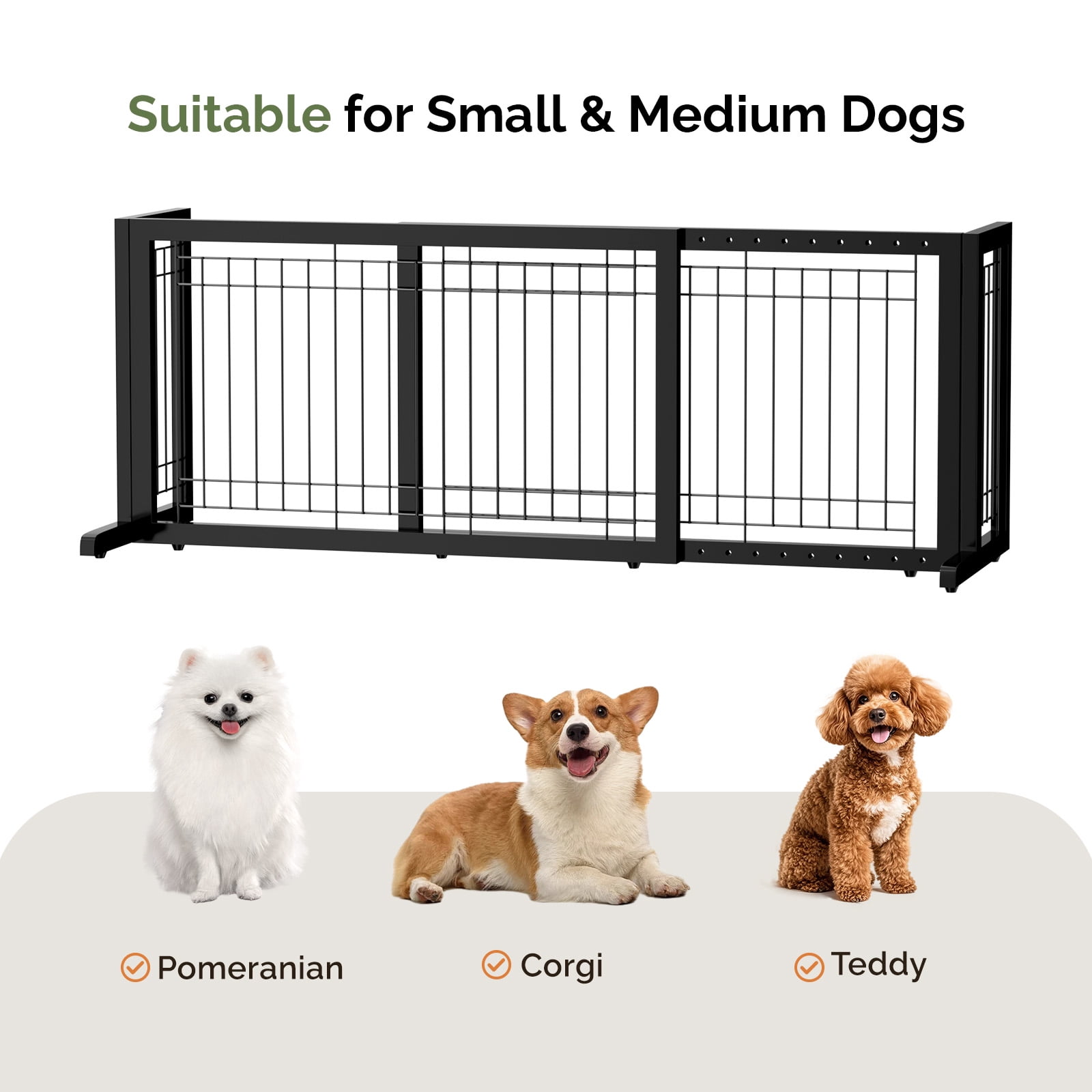UBesGoo Folding Adjustable Freestanding 2 Panel Metal Dog Slide Gate Baby Safety Fence, no Drilling no Damage, Black