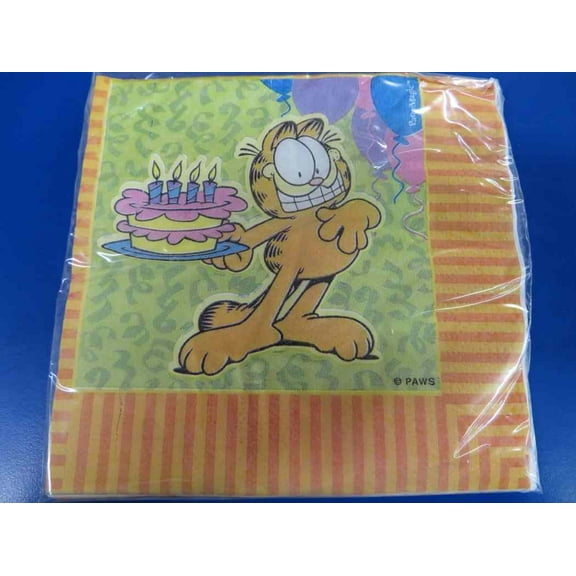 Garfield Birthday Party Rare Retro Cartoon Character Cat Paper Luncheon Napkins