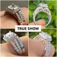thumbnail image 2 of SFTING Wedding Rings for Women 3CT Princess Cut 5A CZ Halo Vintage Engagement Ring Set Silver 18K Plated Wedding Band Size 8, 2 of 6