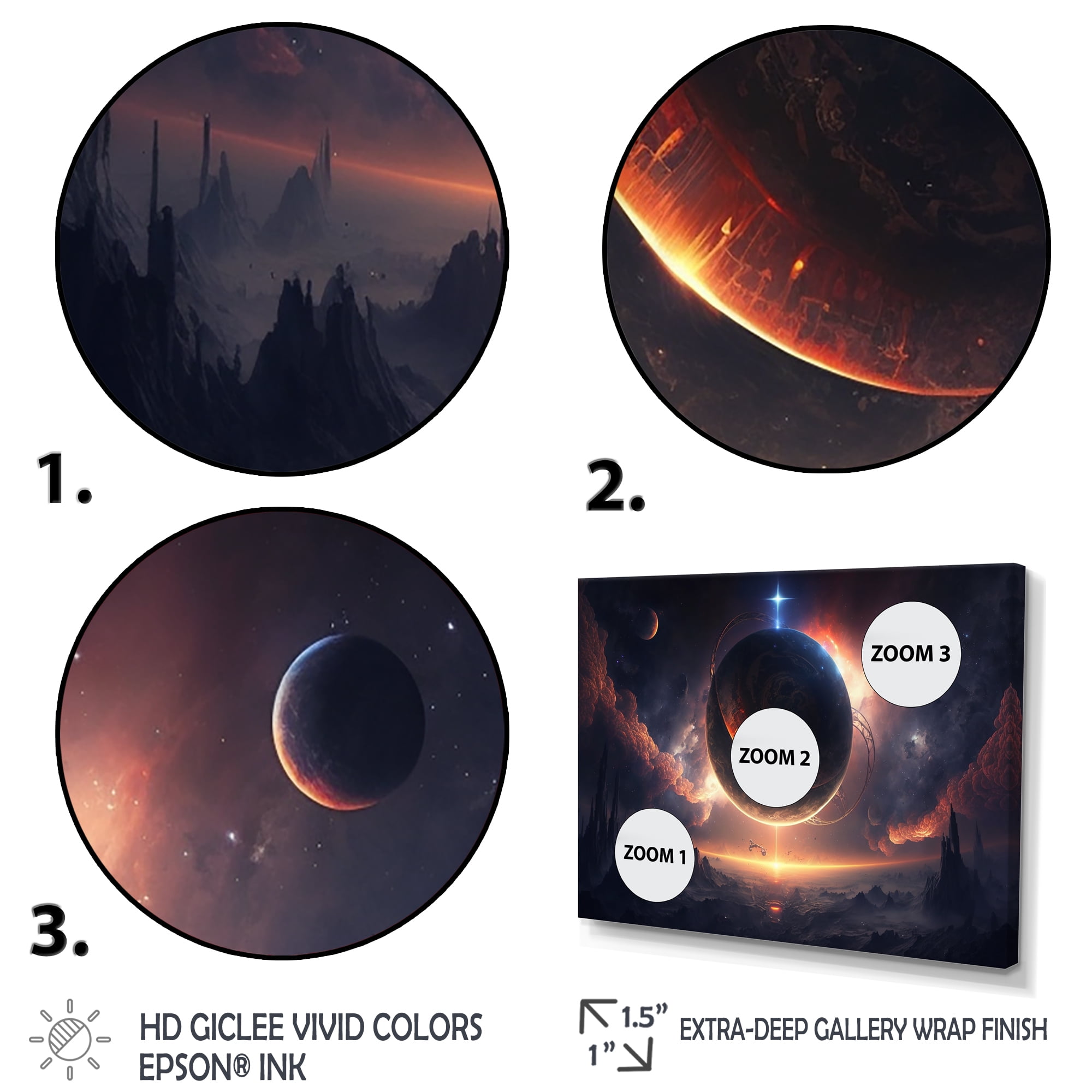 Designart Deep Planet Eclipse I Canvas Wall Art