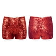 thumbnail image 7 of Haitryli Kids Boys Girls Sparkle Shiny Dance Shorts Stretch Athletic Shorts Gymnastic Jazz Hip Hop Red 120-140/12, 7 of 7